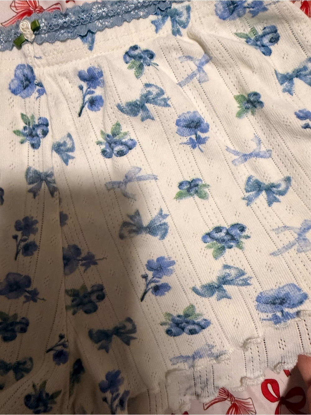 Blue Floral Ruffled Pajama Set - Picture 2 of 4